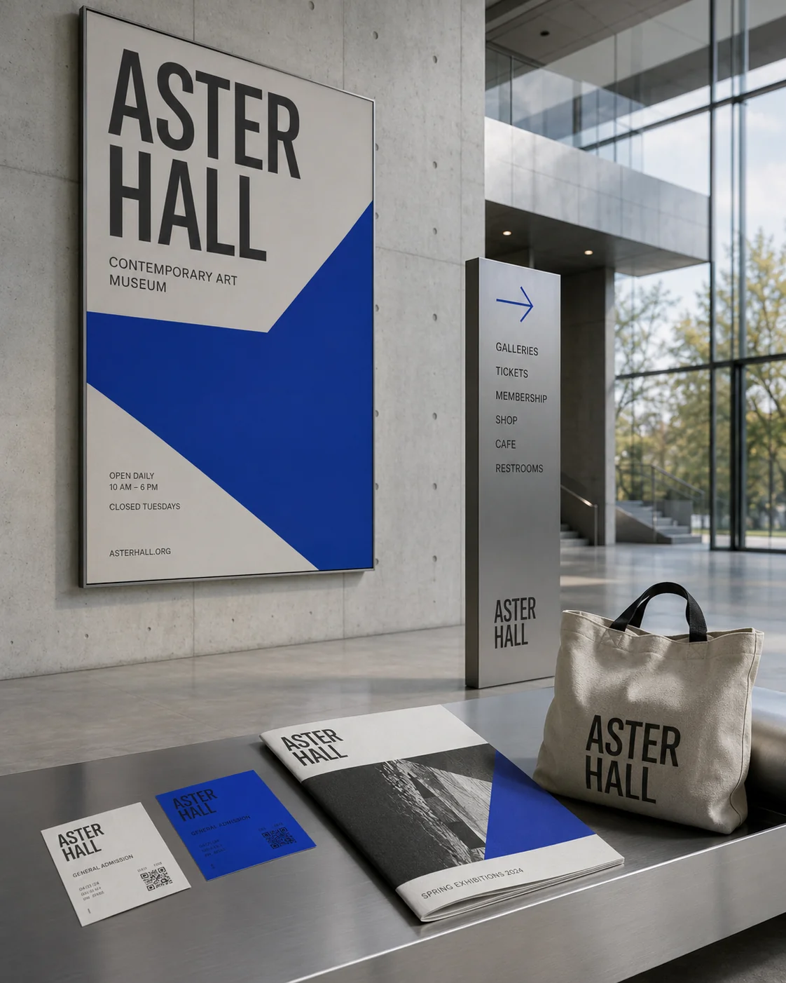 Aster Hall, Visual identity
